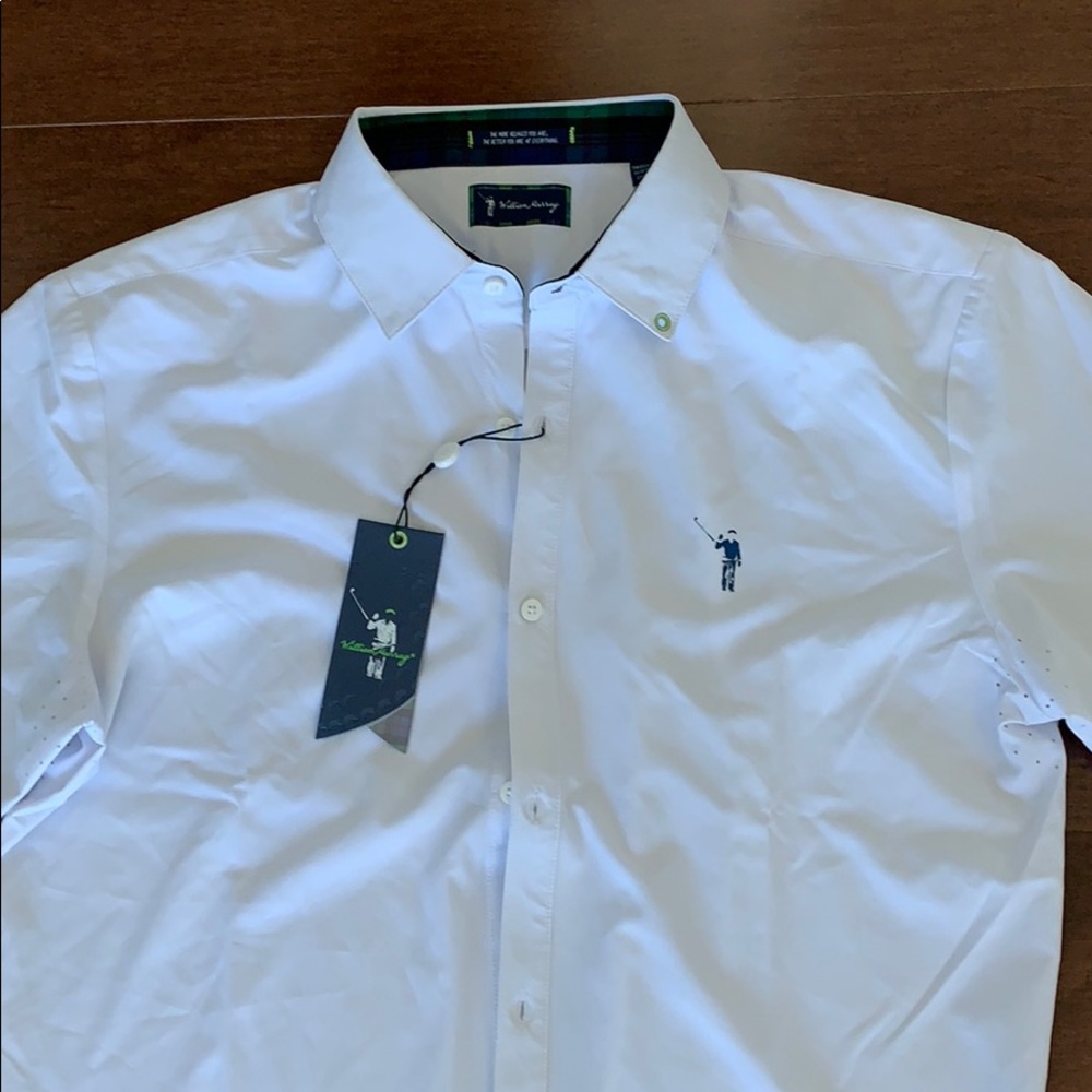William Murray White Button Down Golf Shirt